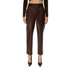 NWT Aritzia Babaton Command Cropped Trouser Vegan Leather Rich Maroon Size 00